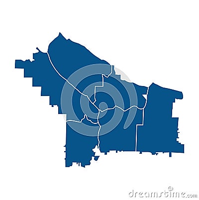 Outline map of Portland districts Stock Photo
